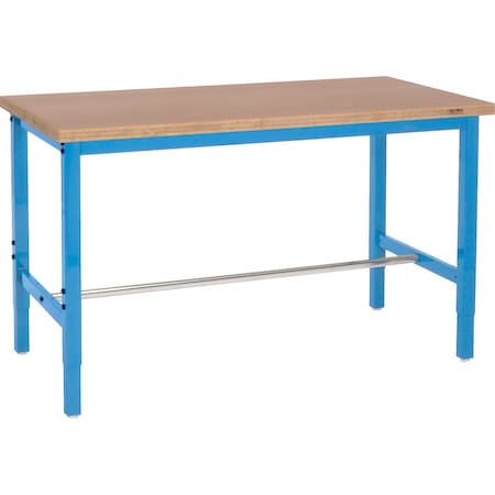 Global Industrial 48x30 Adjustable Height Workbench Square Tube Leg, Shop Top Square Edge Blue 253835BL